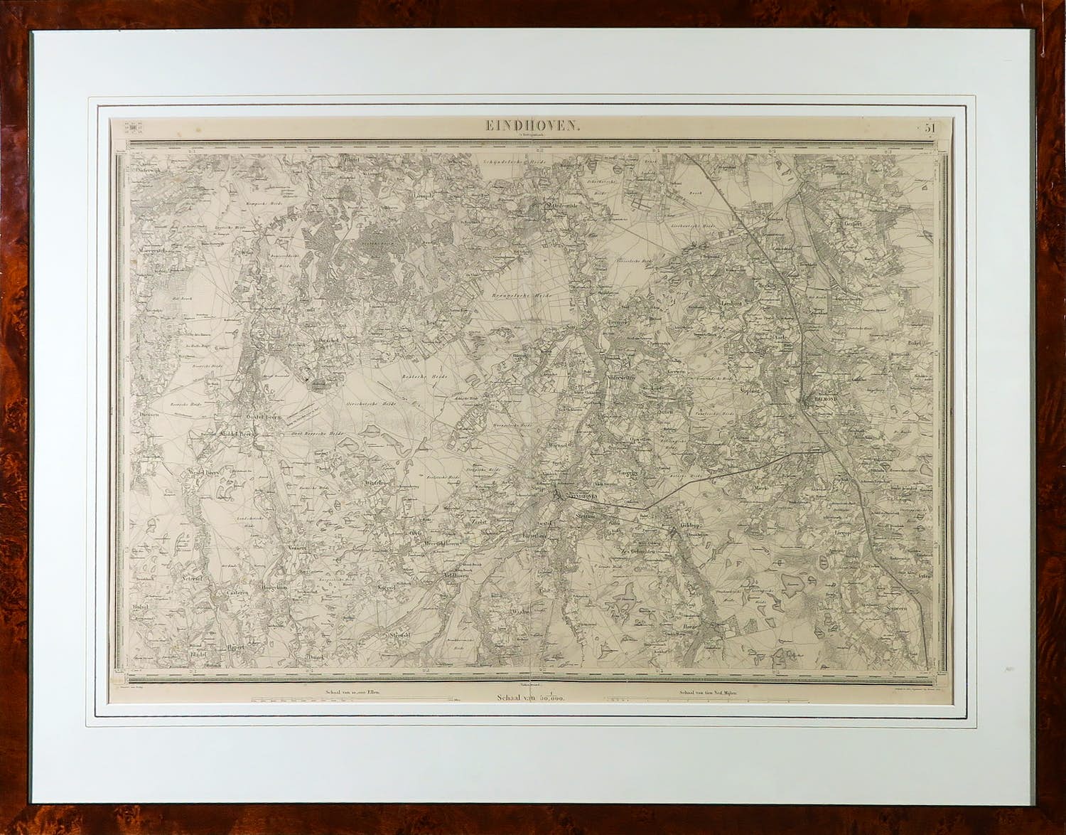Niet of onleesbaar gesigneerd - Chromolithografie, Kaart van de regio Eindhoven - Ingelijst (Groot) kopen? Bied vanaf 1!