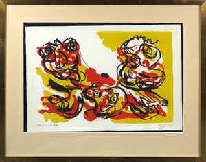 Karel Appel - Litho, Visage - Ingelijst verkocht voor € 400!