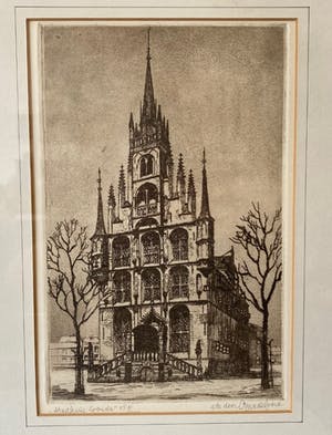 Cor van der Woerd - Ets Stadhuis van Gouda kopen? Bied vanaf 1!
