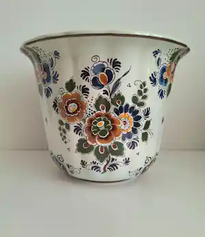 Plateelbakkerij Flora - Fraaie grote (planten)pot, handbeschilderd vendu pour 25€ !