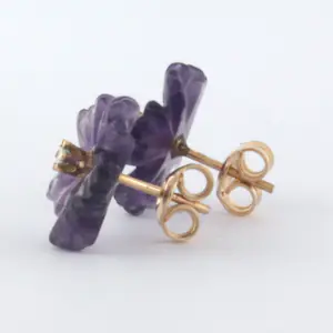 18k rose gouden oorknoppen met amethist en briljant geslepen diamant 0.08 ct kopen? Bied vanaf 185!