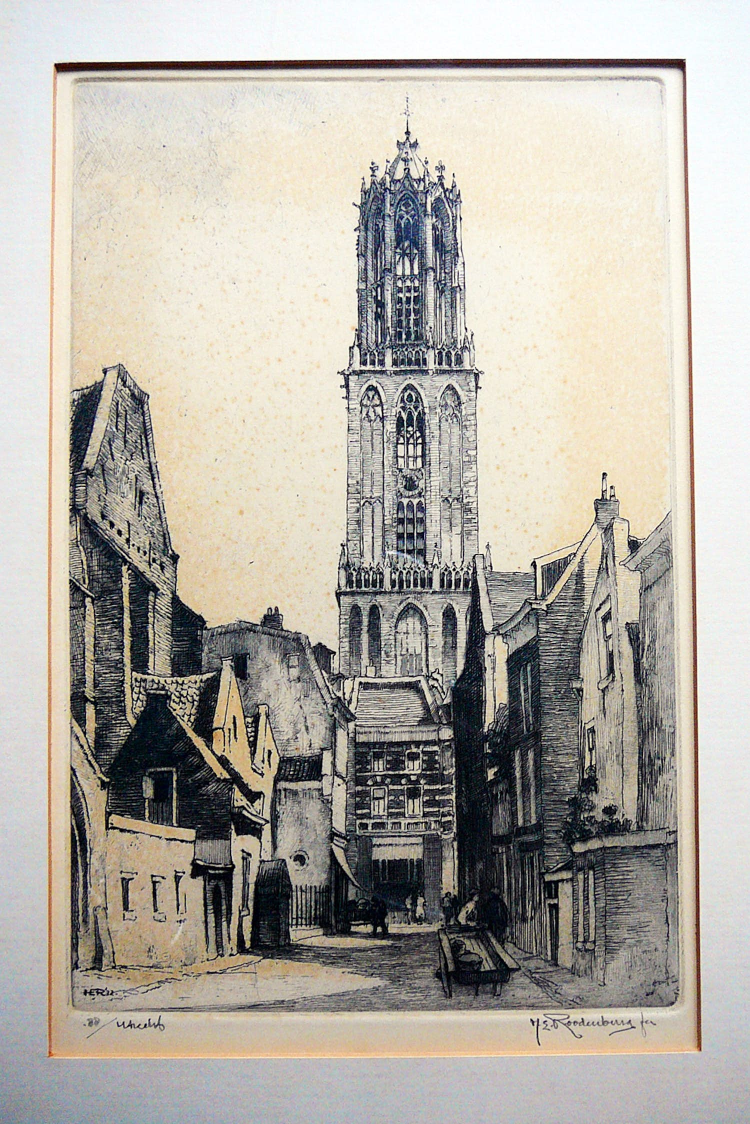 Hendrikus Roodenburg - Utrecht Steenweg -ets circa 1930- verkocht voor € 40!
