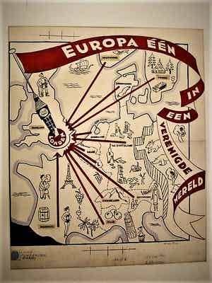 Peter van Reen - Origineel ontwerp voor Affiche "Europa 1 in een verenigde Wereld" gesigneerd verkocht voor € 40!