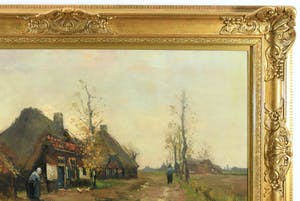 Arie Zwart - (1903-1981) - "Boerderijen aan landweg - Boerin met kippen". kopen? Bied vanaf 470!