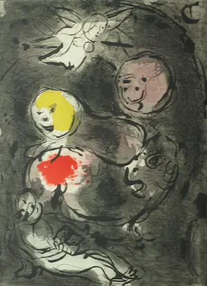 Marc Chagall - Ingelijst , Litho , Le Prophète Daniel avec les lions – Lijst, 76½ x 66½ cm. kopen? Bied vanaf 100!