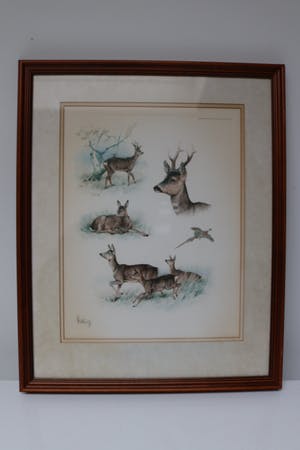 George Frederic Rotig - Cerf avec chevreuil et faisan kopen? Bied vanaf 50!