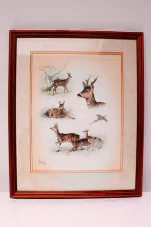 George Frederic Rotig - Cerf avec chevreuil et faisan verkocht voor € 50!