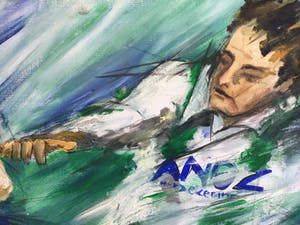 Anke Peddemors - FC Groningen 25 jaar (1996) - Acrylverf schilderij, Groot kopen? Bied vanaf 85!