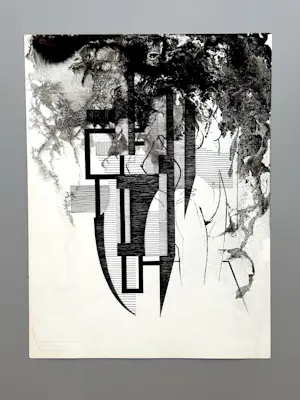 Eugène Eechaut - Inktcompositie, 1977 kopen? Bied vanaf 50!