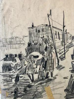 Henk Bellaard - Stadsgezicht (verso Havengezicht) kopen? Bied vanaf 100!