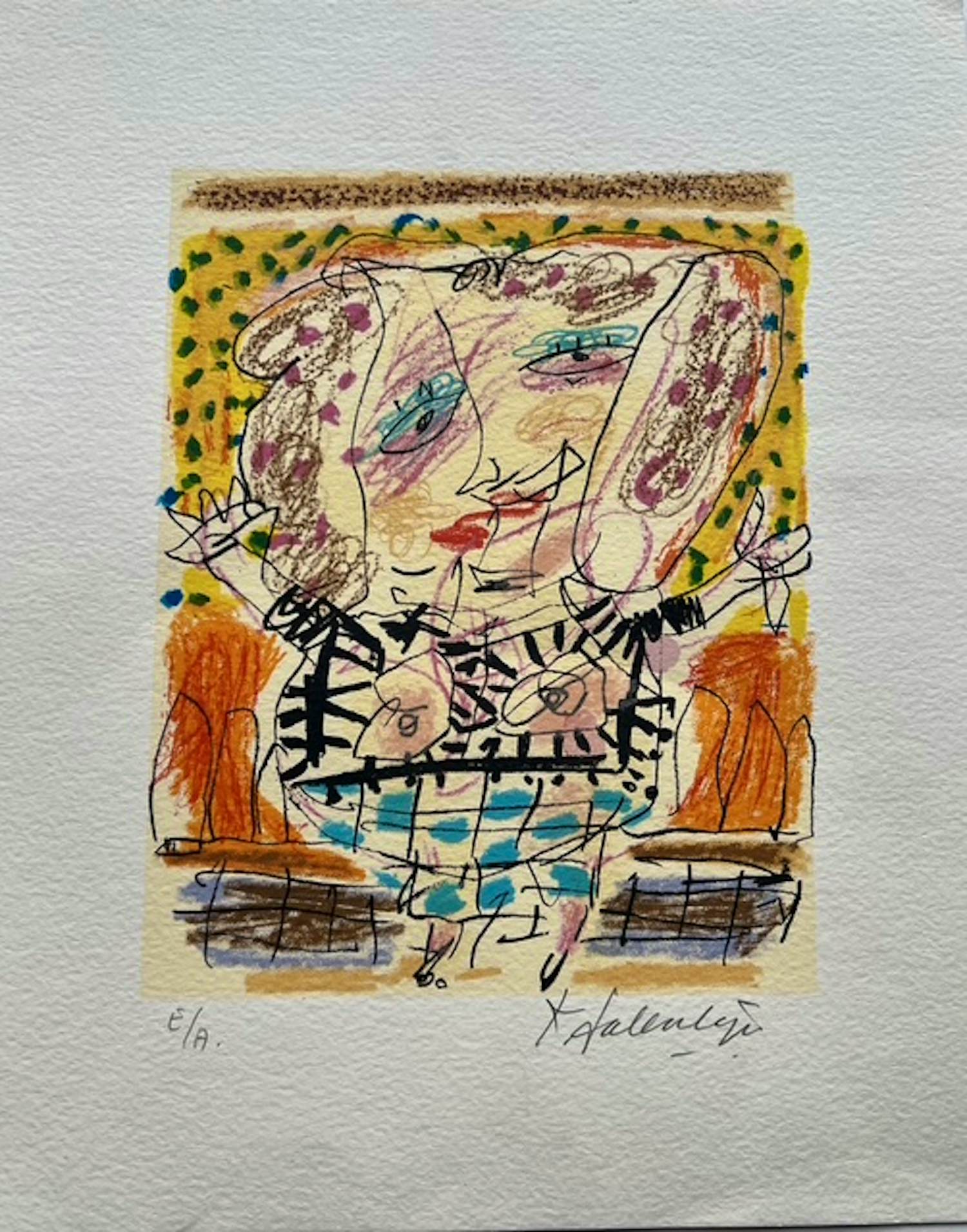 Kees Salentijn - mooie zeefdruk op geschept papier van een mens kopen? Bied vanaf 50!