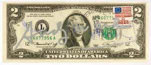 Andy Warhol - Handgesigneerde 2 Dollar Bill verkocht voor € 1!