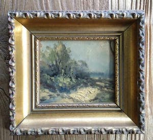 Niet of onleesbaar gesigneerd - Miniatuur landschap ca. 1910 olieverf doek Hollandse School kopen? Bied vanaf 1!