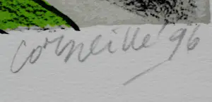 Corneille - Kleurenlitho: Femme avec cheval et oiseau près d'un volcan - 1996 kopen? Bied vanaf 225!