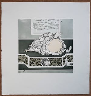 Katinka Niederstrasser - Schuilend naakt, aquatint ets kopen? Bied vanaf 40!