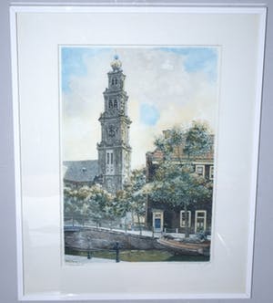 Cornelis Brandenburg - Westertoren Amsterdam - heldere kleurets izgst kopen? Bied vanaf 75!