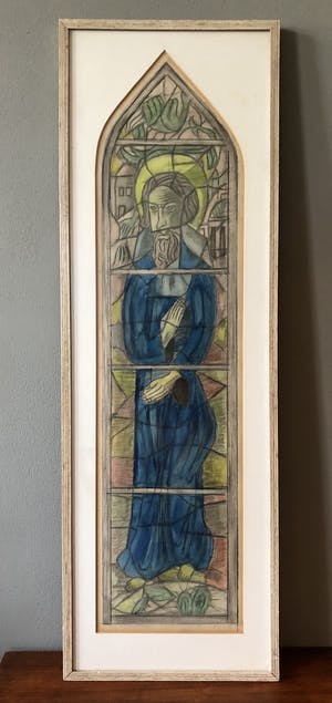 Niet of onleesbaar gesigneerd - Religieus figuur in glas-in-lood stijl kopen? Bied vanaf 1!