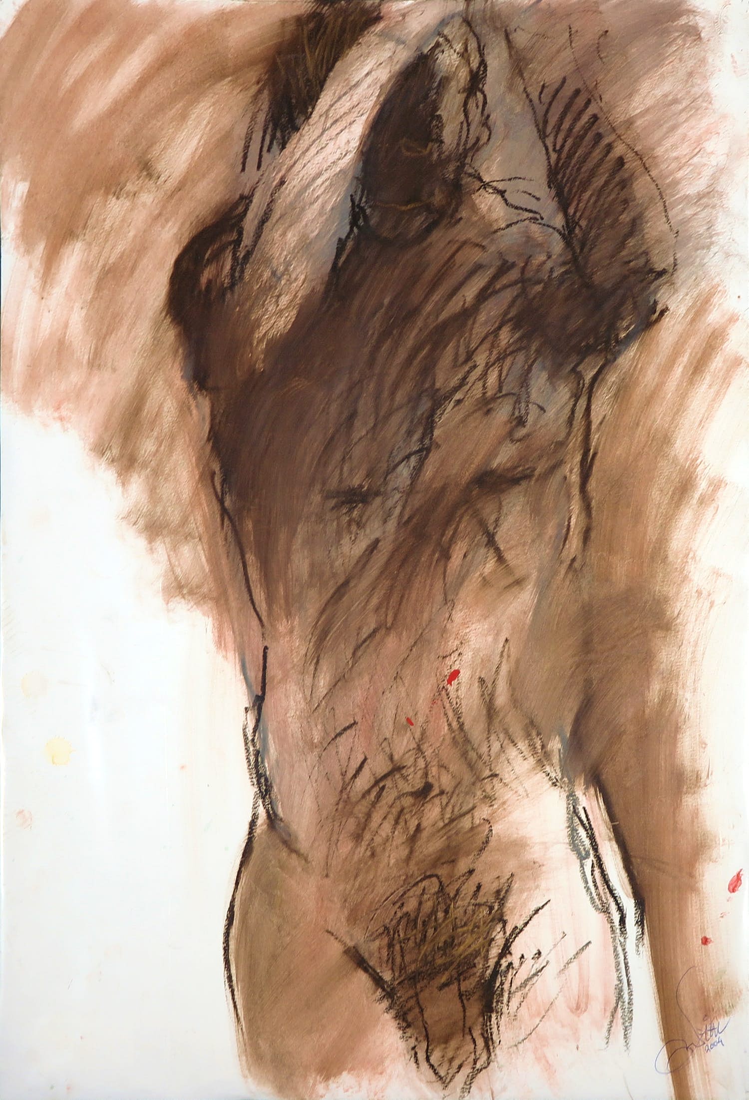 Franscz Witte - Gemengde techniek op papier, Staand mannelijk naakt kopen? Bied vanaf 1!