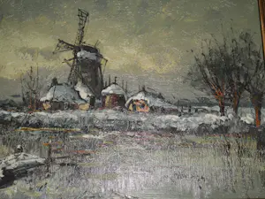 Willem Hendrik van Norden - Olieverf - Winters Landschap met Molen kopen? Bied vanaf 125!