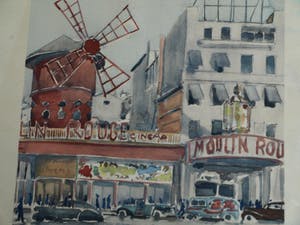 Niet of onleesbaar gesigneerd - Aquarel , “Moulin Rouge in Parijs” – gesigneerd - 1930 kopen? Bied vanaf 10!