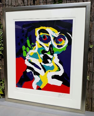Karel Appel - A summer evening’s slumber, zeefdruk (mooi ingelijst, groot) kopen? Bied vanaf 1250!