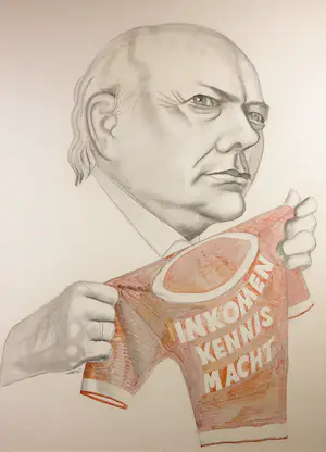 Eppo Doeve - Gemengde techniek op papier, Joop den Uyl - Ingelijst (Groot) kopen? Bied vanaf 100!