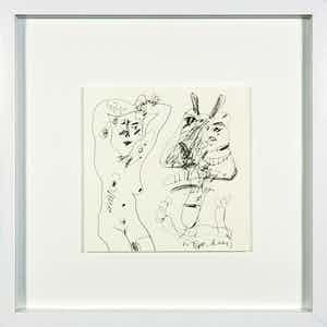 Anton Martineau - Pentekening van een naakt met figuur - Ingelijst verkocht voor € 1!