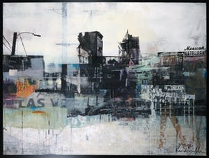 George Heidweiller - Gemengde techniek op papier, Cityscape I - Ingelijst (Groot) kopen? Bied vanaf 200!