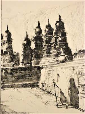 Willem Dooijewaard - Geweldig mooie Litho "Indonesie Java Boro Budur" potloodgesigneerd verkocht voor € 39!