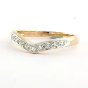 14k bicolour gouden ring bezet met briljant diamant tot. 0.05ct – F/G – VS/SI kopen? Bied vanaf 180!