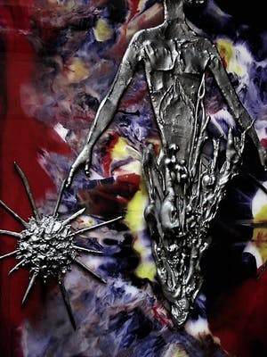 Niet of onleesbaar gesigneerd - Intrigerende gemengde Techniek - Tin op Foto - Sun-God - gesigneerd kopen? Bied vanaf 1!