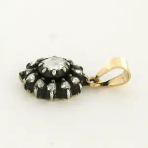 14k goud met zilver hanger bezet met roos diamanten 0.35ct kopen? Bied vanaf 340!