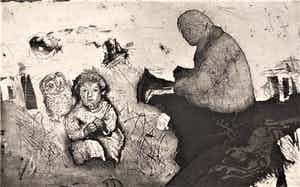 Simon Koene - Vrouw met kind en uil verkocht voor € 30!