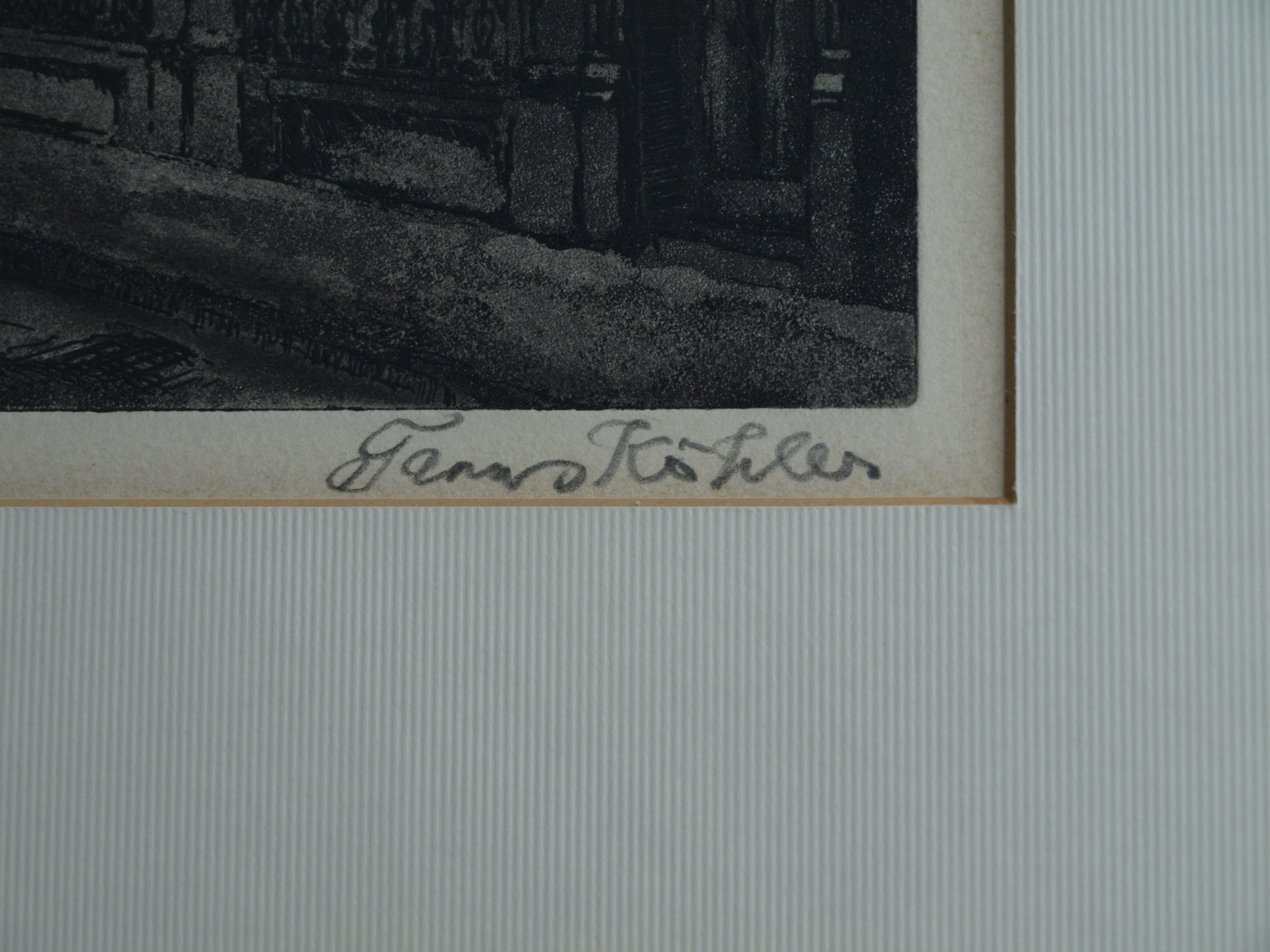 Frans Kohler - Ets , Straatje naar zee in Oostende – gesigneerd & ingelijst – ca 1970 kopen? Bied vanaf 25!