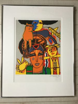 Corneille - Huit Chats - Ingelijste Zeefdruk 1996 - Oplage 35/250 kopen? Bied vanaf 275!