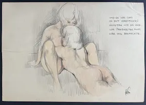 Rolfdieter Schiedrum - Erotik - Lesbische Szene - Original Aquarell mit Bleistift - signiert kopen? Bied vanaf 80!