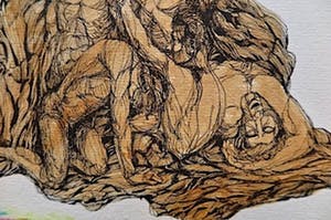 Niet of onleesbaar gesigneerd - Bloeiende Mensenboom (groot intrigerend werk) kopen? Bied vanaf 10!