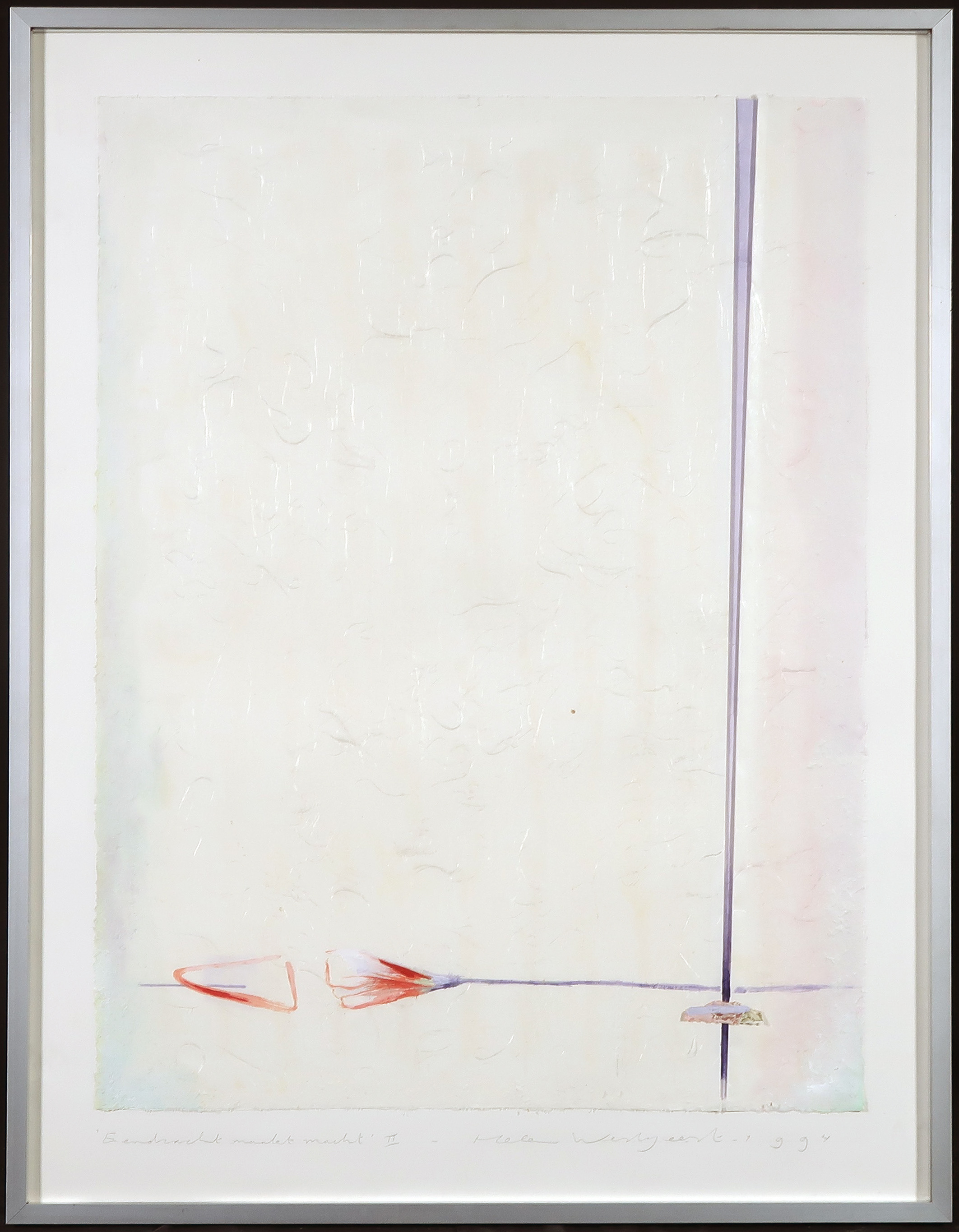 Helen Westgeest - Gouache en collage op geschept zijdepapier, Eendracht maakt macht - Ingelijst verkocht voor € 40!