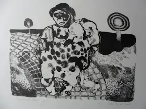 Henri de Haas - Litho, Vrouw met hond V. kopen? Bied vanaf 20!