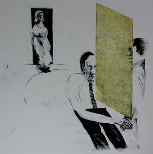 Kees Spermon - zeefdruk: conversation piece yellow - 1973 kopen? Bied vanaf 45!