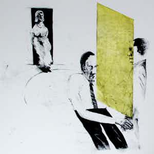 Kees Spermon - zeefdruk: conversation piece yellow - 1973 verkocht voor € 45!