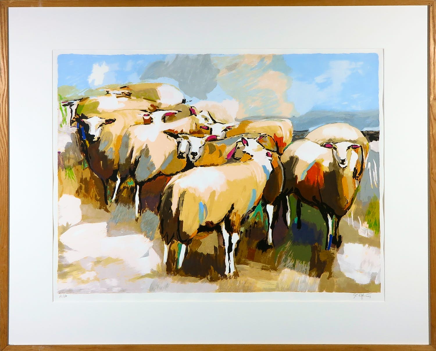 Gerda Elfring - Zeefdruk, Schapen - Ingelijst (Groot) kopen? Bied vanaf 80!