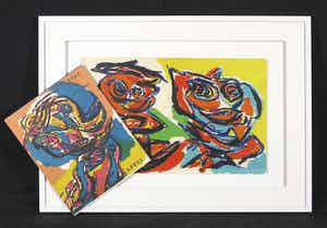 Karel Appel - Gesigneerde litho uit de uitgave Ariel 44 - Ingelijst verkocht voor € 1!