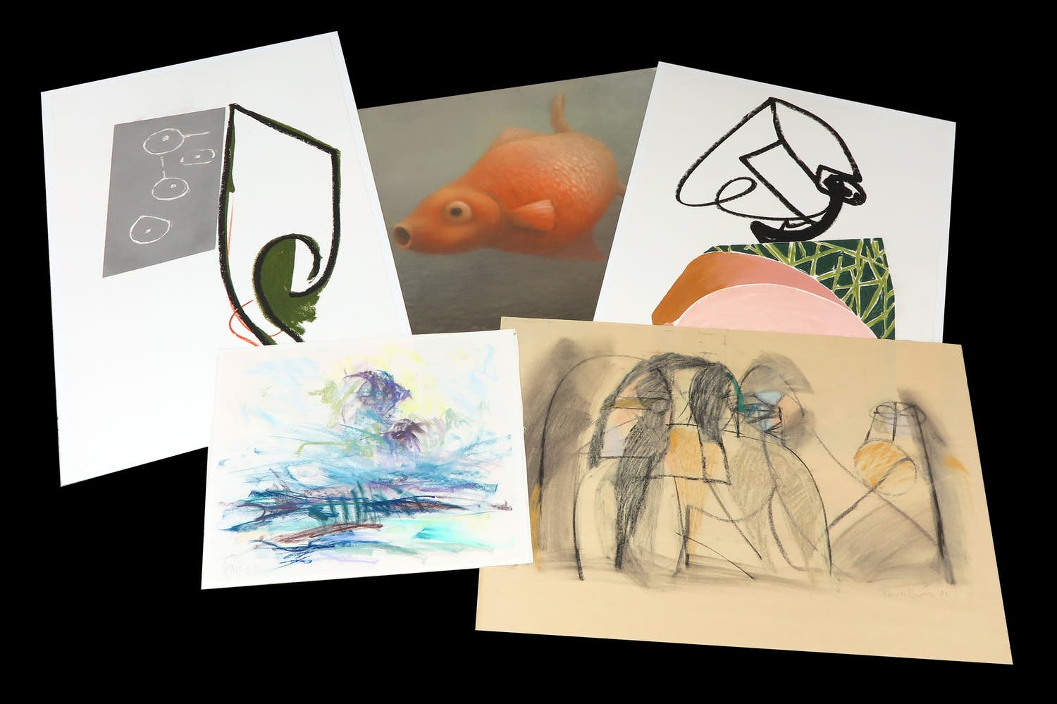 Geert Baas - en andere! - Lot van 10 werken op papier (krijt/pastel) kopen? Bied vanaf 1!