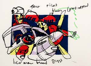 Herman Brood - Ingelijste zeefdruk: Test Pilot Blues - (Zeer nette lijst!) verkocht voor € 250!