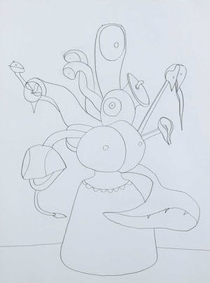 Wouter van Riessen - Potloodtekening, Vaas met bloemen - Ingelijst kopen? Bied vanaf 300!