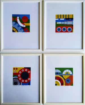 Bob Kemper - "Techniek in de jaren '90." 1991, Serie van vier zeefdrukken. verkocht voor € 100!