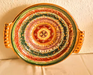 Royal Boch - Obstschale mit Henkel Keralux Boch Freres Sultane handbemalt vergoldet Art Deco kopen? Bied vanaf 120!