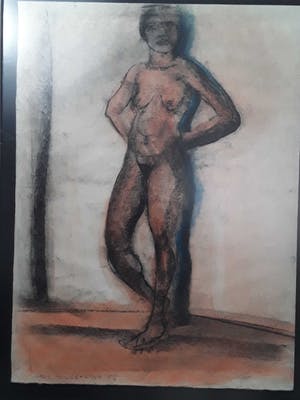 Chris Tonbreeker - Vrouw figuur no:2 krijttekening,naakt kopen? Bied vanaf 50!