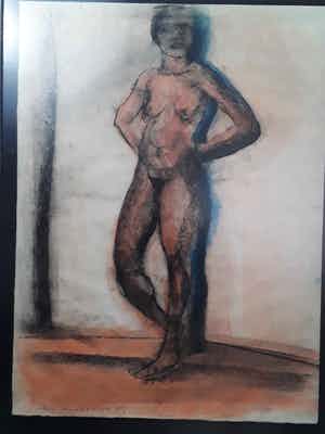 Chris Tonbreeker - Vrouw figuur no:2 krijttekening,naakt verkocht voor € 50!